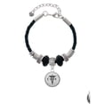 thumbnail image 2 of Delight Jewelry Silvertone Domed Black CPhT Best Friend Celtic Knot Leather Bead Bracelet, 7"+2" Extender, 2 of 4