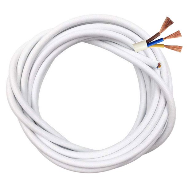 Cable eléctrico / Cable de alimentación de PVC redondo de 3 núcleos Cable de cobre Cable resistente a altas temperaturas 3 x 0,75 mm² Cable doble y de tierra 5 metros Longitud de corte flexible Blanco esquí esquí Gafas de esquí
