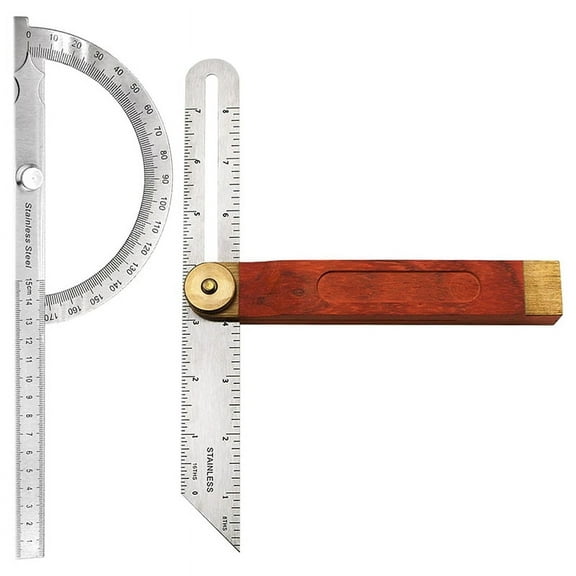 2Pcs Angle Protractor, T Bevel Angle Finder with Wooden Handle Sliding T-Bevel Bevel Gauge for Carpenter