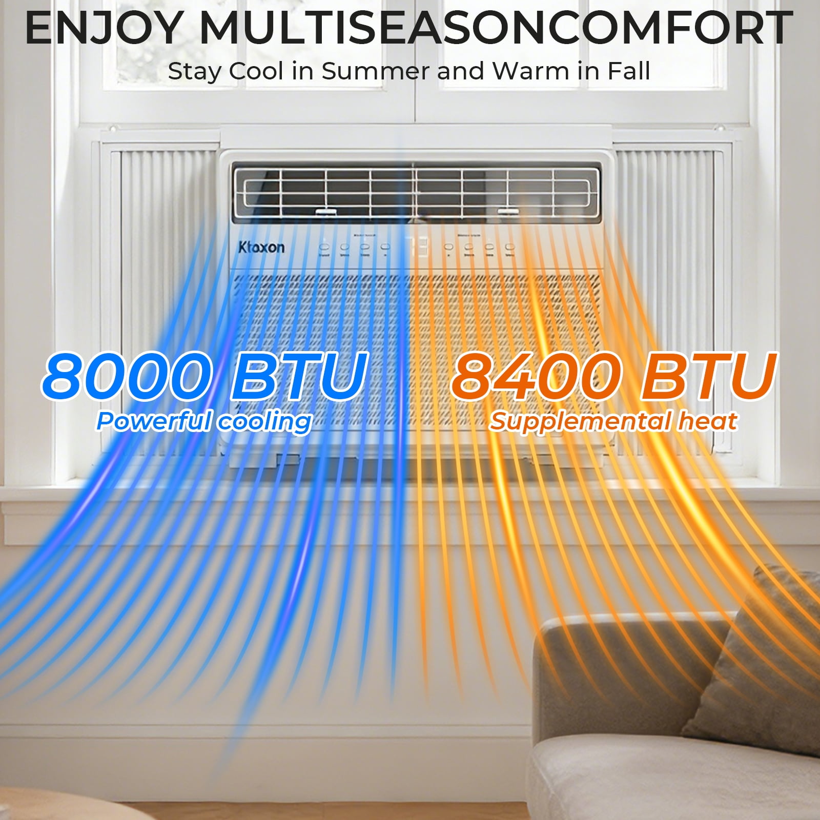 Ktaxon WiFi Enabled 8000BTU inverter Window Air Conditioner With Heater And Remote, White