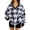 Dark Blue, variant on Womens Fuzzy Sweater Plaid Sherpa Fleece Pullover Sweaters Long Sleeve Oversized V Neck Fall Winter Sweatshirt with Pockets XL