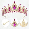 thumbnail image 3 of Unique Bargains Women Faux Crystal Queen Crowns Tiara Princess Rhinestone Tiaras Wedding Birthday Hair Accessories ["Crowns,Gold Tone Rose Red"], 3 of 7