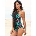 thumbnail image 4 of Dokotoo Women's Black 2 Pieces Swimsuit Floral Print High Neck Swimwear Set Tankini Tops with Short Size Medium US 8-10, 4 of 6