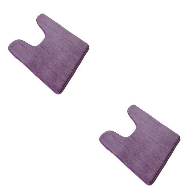 Billuyoard Alfombra de baño en forma de U Absorbente de agua Antideslizante Elástico Amigable con la piel Alfombra de baño Alfombra de baño Protección Púrpura 40*60cm 2piezas Billuyoard CBP005187