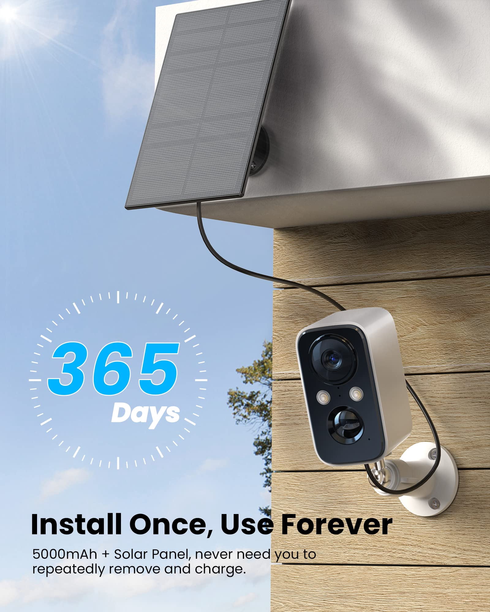 GMOX 2K Wireless Outdoor Solar Security Camera with Spotlight, Waterproof PIR Detection 2.4Ghz Wi-Fi