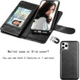 thumbnail image 4 of NJJEX Wallet Case for iPhone 11 XI, for iPhone 11 Case (6.1"), [9 Card Slots] PU Leather ID Credit Holder Folio Flip [Detachable] Kickstand Magnetic Phone Cover & Lanyard for iPhone 11 2019 - Black, 4 of 7