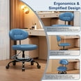 thumbnail image 6 of Misolant Vanity Chair with Back, Small Armless Cute Office Chair with Wheels and Lumbar Support, Comfy PU Leather Desk Computer Chairs with Adjustable Height, 360° Swivel for Home Bedroom, Navy Blue, 6 of 16