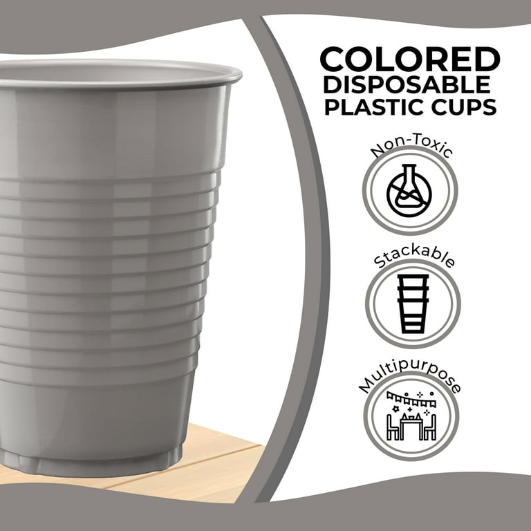 Exquisite White Heavy Duty Disposable Plastic Cups, Bulk Party Pack, 12 oz  - 50 Count