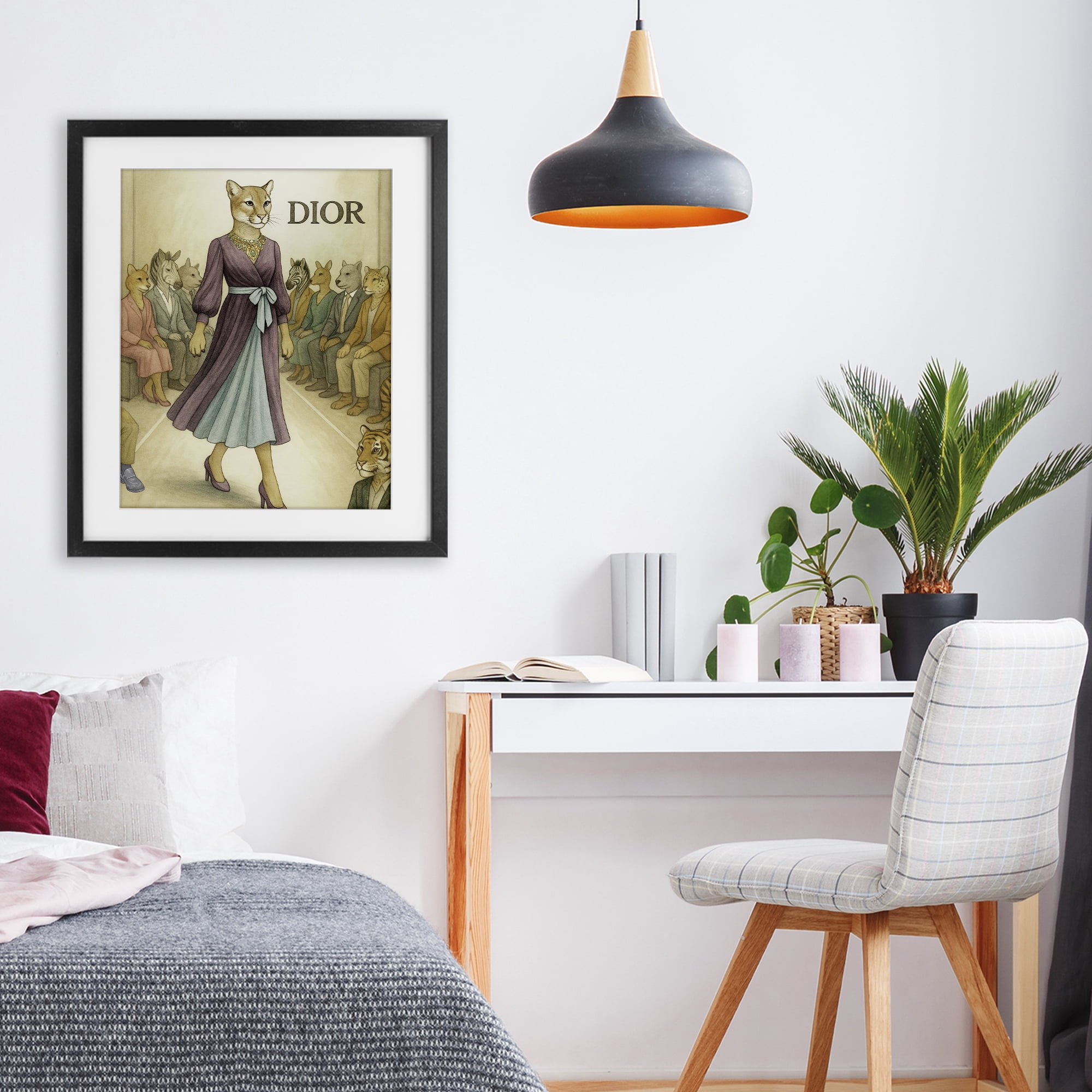 Stupell Industries Fashion Runway Cougar Black Framed Print Under Glass, design by Grotto Studios