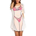 thumbnail image 2 of Vestido playero holgado de manga corta para mujer, con estampado de bikini, ideal para usar en la playa, color rosa (talla S), 2 of 5