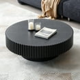 thumbnail image 2 of 31.5'' Round Wooden Coffee Table with Sturdy Base, Fluted Drum Side Table for Apartment, Decorative Center Table for Living Room, for Bedroom, Living Room, Matt Black, 2 of 8