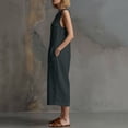 thumbnail image 5 of Casual Capri Jumpsuits for Women Sleeveless Button down Tank Rompers Crew Neck Wide Leg Jumper with Pockets Dark Gray, S, 5 of 6