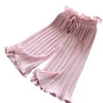 thumbnail image 1 of Little Girls Ribbon Tie Chiffon Loose Pleated Wide Leg Palazzo Pants, 1 of 5