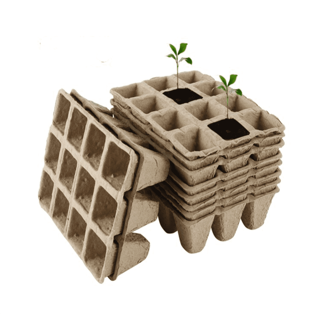 13pcs 10 Grids Plant Starter Pots Trays Nursery Herb Biodegradable Peat Cups 