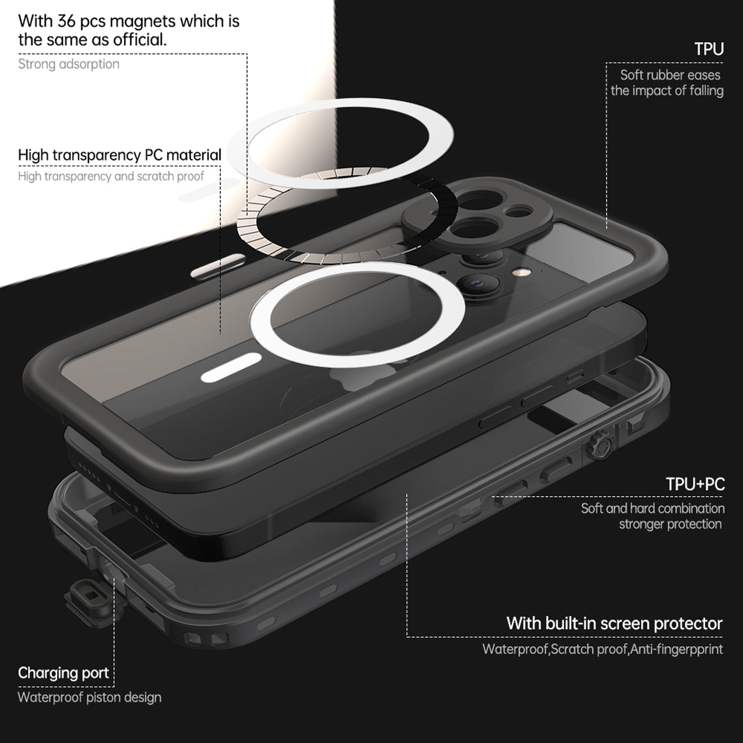 Allytech iPhone 14 Case Waterproof,  Magsafe Wireless Charging Full Body Protection Dust Proof Waterproof Build-in Screen Protector Daily Use Phone Case Cover for Apple iPhone 14 6.1" 5G, Blue