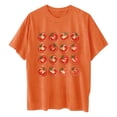 thumbnail image 6 of LEBONYARD Womens Summer Clothes,Tops for Women Trendy Summer fashion deals,Women's Fashion Summer Round Neck Drop Sleeves Leisure Short Sleeve Fruit Printing Tops Orange M, 6 of 7