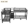 thumbnail image 6 of Corner Quad Bunk Bed with Storage Stairs, L-Shaped Twin Size 4 Beds with Headboard, Metal Twin over Twin Bunk Bed Frame for 4, Black Noise-Free Design, 6 of 8