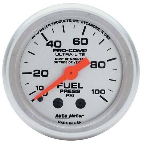 AUTO METER 4312 2IN FUEL PRESS, 0-100 PSI MECH, ULTRA-LITE