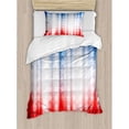thumbnail image 3 of American Flag Duvet Cover Set Queen Size, Abstract Background with Stars in Digital Neon Colors Design Image Artwork, Decorative 3 Piece Bedding Set with 2 Pillow Shams, Blue Red, by Ambesonne, 3 of 3