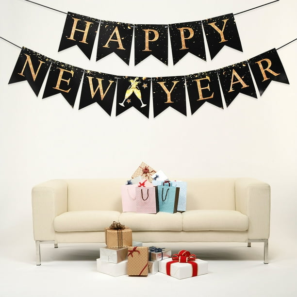 Suministros para fiestas de Nochevieja en oro rosa 2025 Decoraciones de Feliz Año Nuevo, Fiesta de Año Nuevo para decoración del hogar