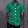 thumbnail image 2 of UVEASISHA Mens Short Sleeve Textured Shirt Lightweight Jacquard Button Down Shirts Solid Color Casual Collared Shirt Streetwear Daily Wear, 2 of 7