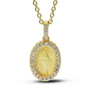 LITTLE GOLD DAISY Miraculous Medal CZ Oval Virgin Mother Mary Pendent Necklace 14K Gold Plated Silver All Ages Unisex from LittleGoldDaisy