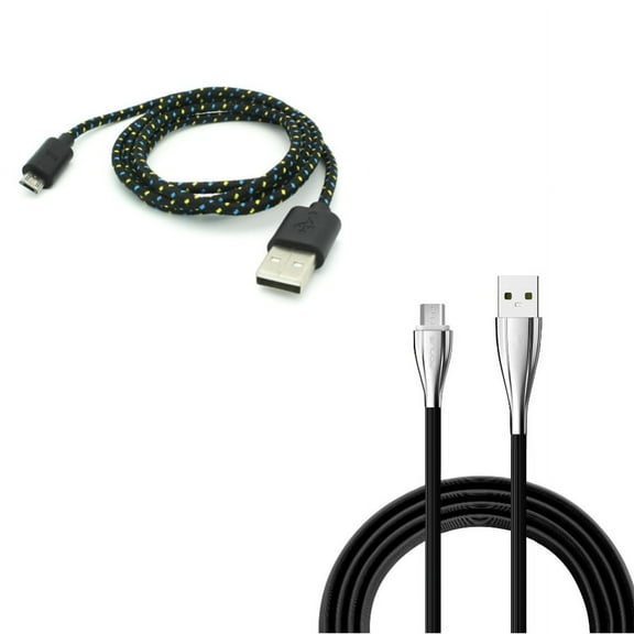 10ft USB Cable MicroUSB w 6ft USB Cable Charger Cord Power Wire X5R for Motorola Moto E5 Plus E4 PLUS G6 Play, Droid Turbo 2, e6 - Samsung Galaxy Tab S J7 Sky Pro 8.4 SM-T700