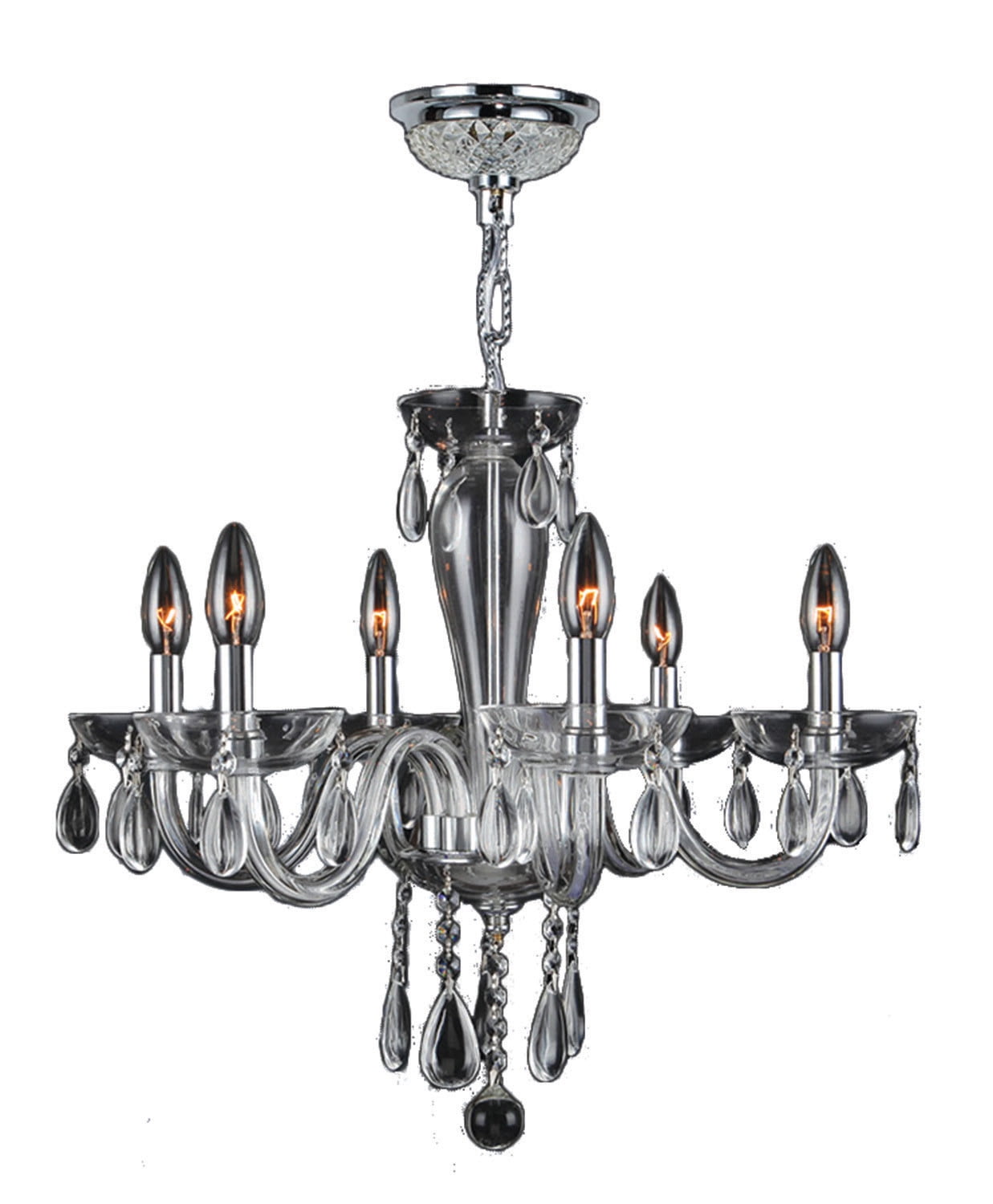 Gatsby Collection 6 Light Chrome Finish and Clear Blown Glass Chandelier 22