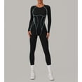 thumbnail image 6 of PISONIC Womens Long Sleeve Workout Jumpsuit Contouring Seams Backless Full Length Catsuit One Piece Bodysuit Yoga Rompers, 6 of 13