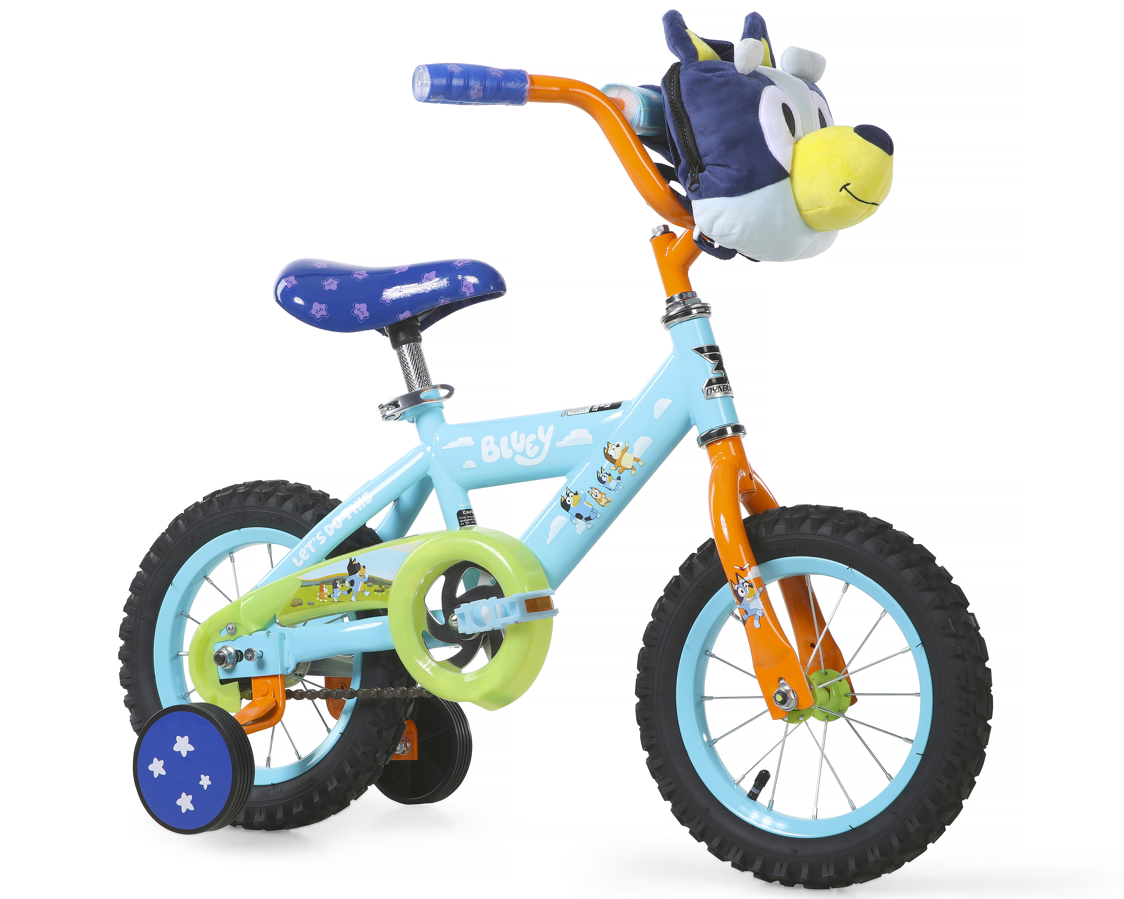Dynacraft Bluey Kids 12-inch BMX Bike with Training Wheels, Plush Bag, Steel Frame, Coaster Brake, Ages 3-5