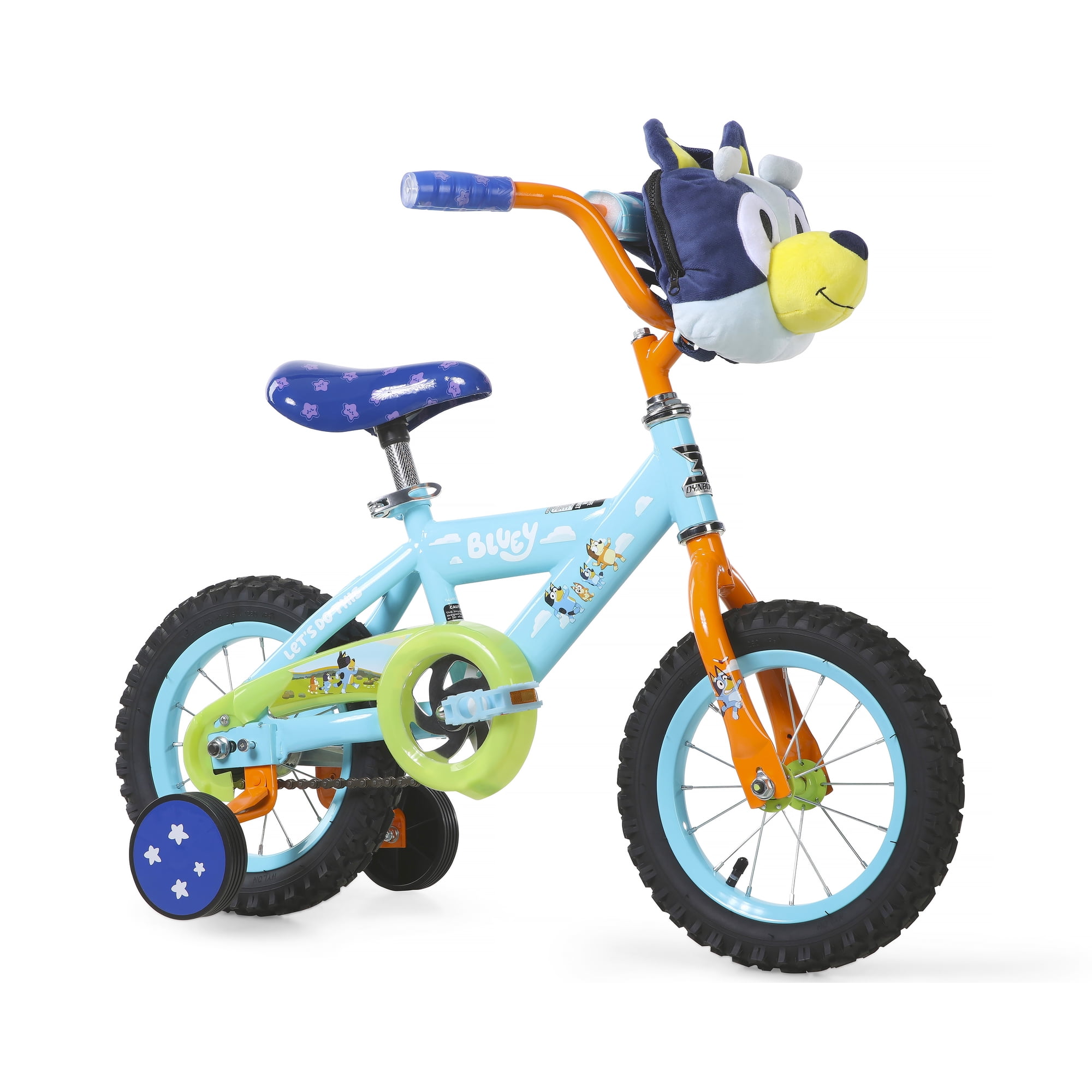 Dynacraft Bluey Kids 12-inch BMX Bike with Training Wheels, Plush Bag, Steel Frame, Coaster Brake, Ages 3-5