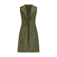 thumbnail image 3 of 2025 Women's Sleeveless Suede Long Vest Casual Lapel Open Front Vest Casual Fashion Work Vests with Pockets, 3 of 9