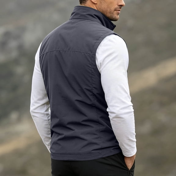 Trikvn Men's Athletic Running Vest Lightweight Windbreaker Outerwear Full Zip Activewear Sleeveless Jacket with Side Pockets Stand Collar for Golf Cycling Workout