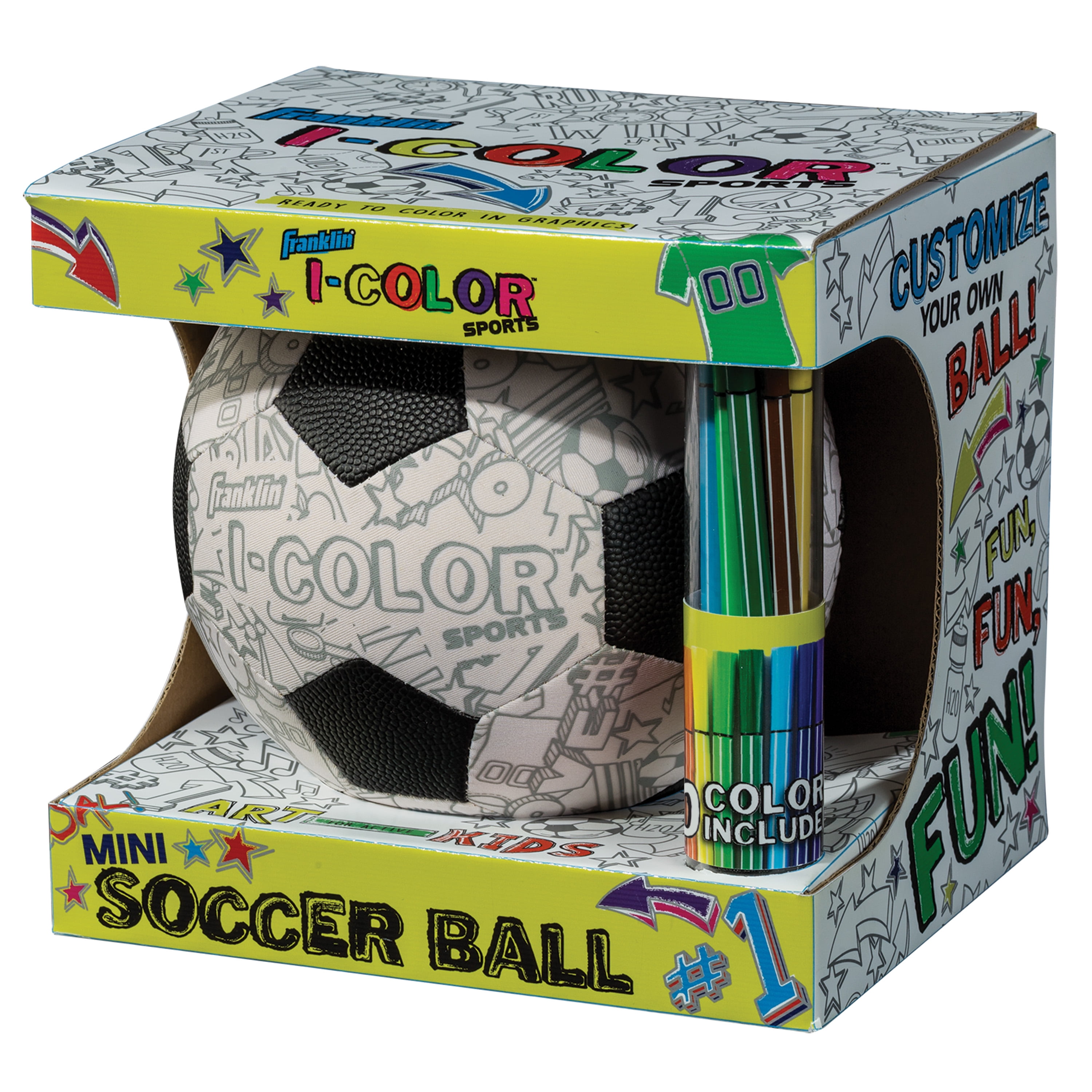 M71A Franklin I-Color Sports Mini Soccer Ball Art For Kids 10 Washable Colors 