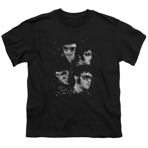 Trevco ELV274-YT-1 Elvis Presley & Faces Youth 18-1 Short Sleeve T-Shirt, Black - Small