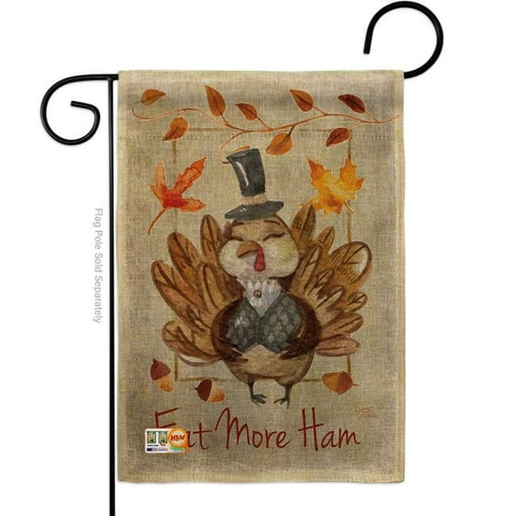 Breeze Decor BD-TG-G-113056-IP-DB-D-US16-BD 13 x 18.5 in. Eat More Burlap Fall Thanksgiving Impressions Decorative Vertical Double Sided Garden Flag