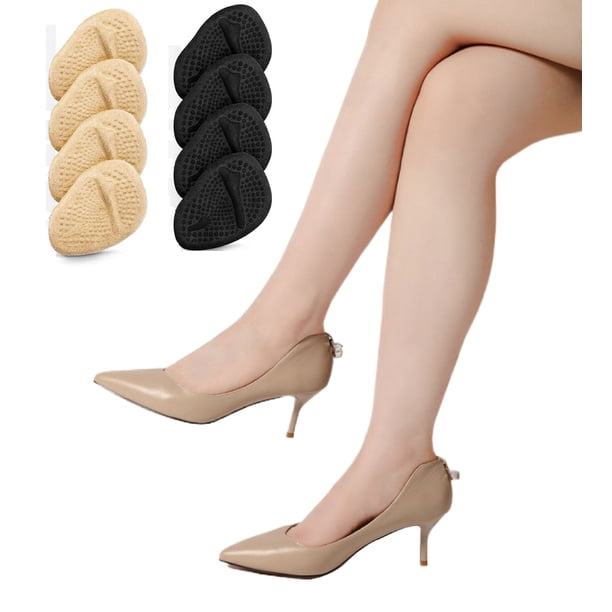 4 pares de plantillas invisibles de tacón alto de silicona negra y beige, antideslizantes y resistentes al desgaste con reverso adhesivo para mujer que usa zapatos. Las suelas son cómodas y las almohadillas del antepié son 4. Rojo Verde