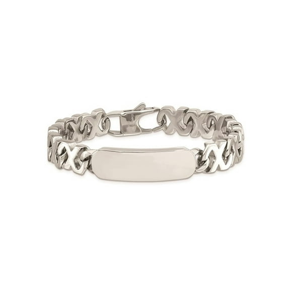 Gem & Harmony Polished ID Bracelet in Infinity Link Stainless Steel 8.25 inches for Men