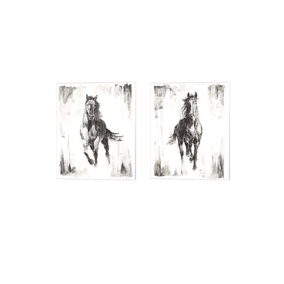 Metaverse Ethan Harper 'Rustic Black Stallion' Canvas Art (Set of 2)