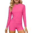 thumbnail image 2 of Swimsuit Set for Girls, Long Sleeve Two Piece with Floral Print, Solid Color Beach Swimsuit for Kids 3-14 Years, 2 of 7