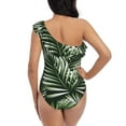 thumbnail image 5 of Cauagu Tropical Palm Leaves1 Print Women's Sexy One Piece Swimsuits One Shoulder Ruffle Tummy Control Bathing Suit Slimming Swimwear-Small, 5 of 6