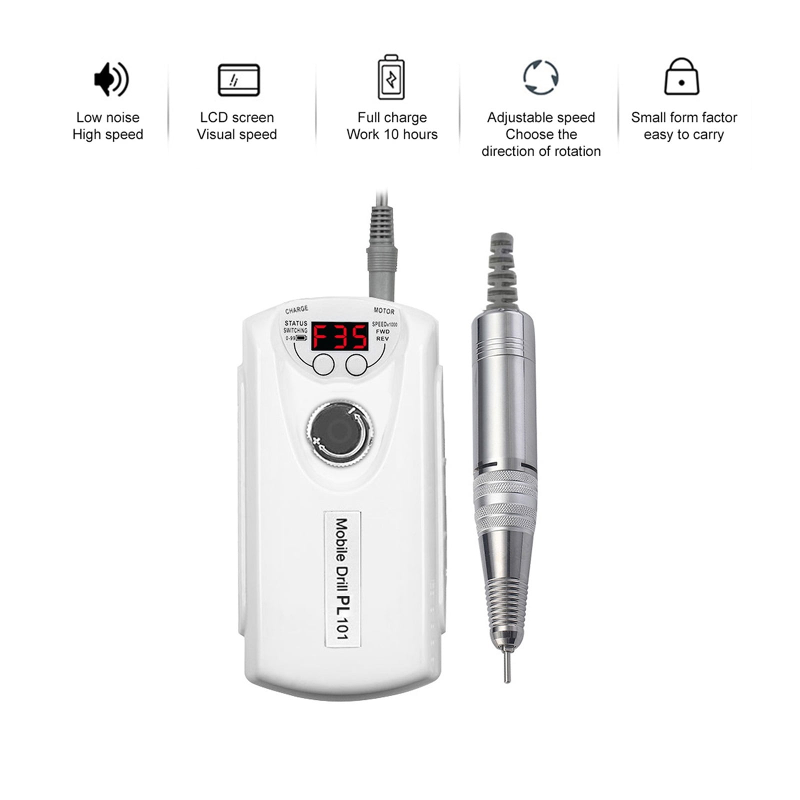 35000RPM Nail Drill Machine With HD LCD Display, Rechargeable Nail Master For Manicure, Portable Nail Drill Milling Machine ,Low Noise