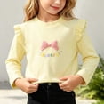 thumbnail image 4 of Fesfesfes Girls Ruffle Shoulder Long Sleeve Top Bow Detail Crew Neck Pullover Shirt, Cute Casual Autumn Winter Outfit for Kids Ages 0-8 Years, 4 of 6