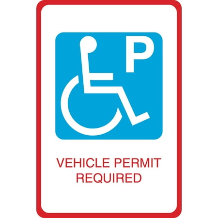 Handicap Symbol Parking Vehicle Permit Required Print Car Lot Business Office