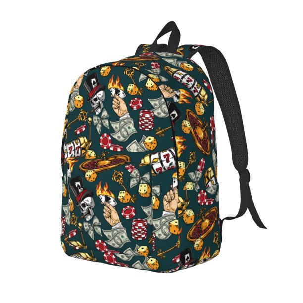 Easygdp Vintage Casino Chips Mochila de Lona Resistente para Laptop, Compatible con Laptops de 15 a 17 pulgadas, Ideal para Escuela, Trabajo y Viajes-Small