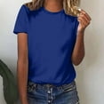thumbnail image 2 of Lovskoo Summer Tops for Women 2024 Round Neck Short Sleeve Solid Color Casual Loose Tops Tops Shirt Blue, 2 of 6
