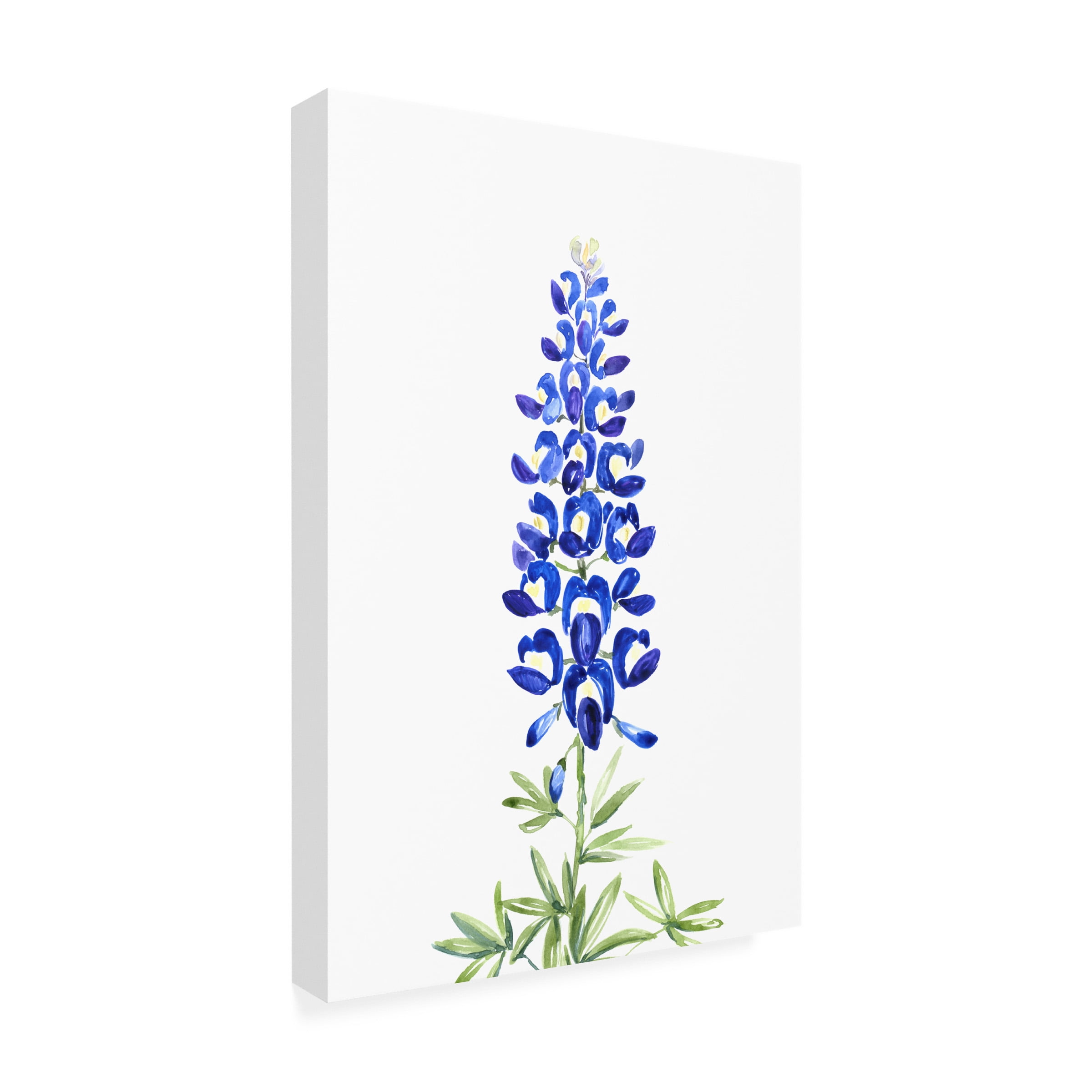 Canvas Wall Art - blursbyai 'Watercolor Texas Bluebonnet' Wall Art for Living Room, Bedroom, or Office Décor by Trademark Fine Art - 30 x 47 Inches - 30x47