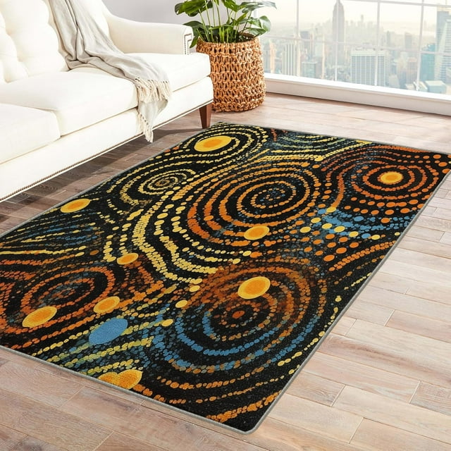 Aboriginals Rug 3x4 Area Rugs Dot Rugs for Entryway, Boho Carpet for Bedroom Living Room, Machine Washable Non-Slip Indoor Door Mat, Soft Low Pile Area Rug, Small Decorative Rug W&I13