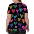 thumbnail image 5 of Stichou Womens Valentines Scrub Tops Plus Size Love Heart Graphic Happy Short Sleeve Nurse Uniforms Soft V Neck Casual Tops with Pockets Purple Pink 5XL, 5 of 6