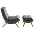 thumbnail image 2 of Ramp Upholstered Performance Velvet Lounge Chair and Ottoman Set Gray, 2 of 7